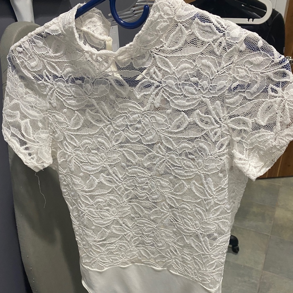 Design Lab White Turtle Neck Embroidered Bodysuit